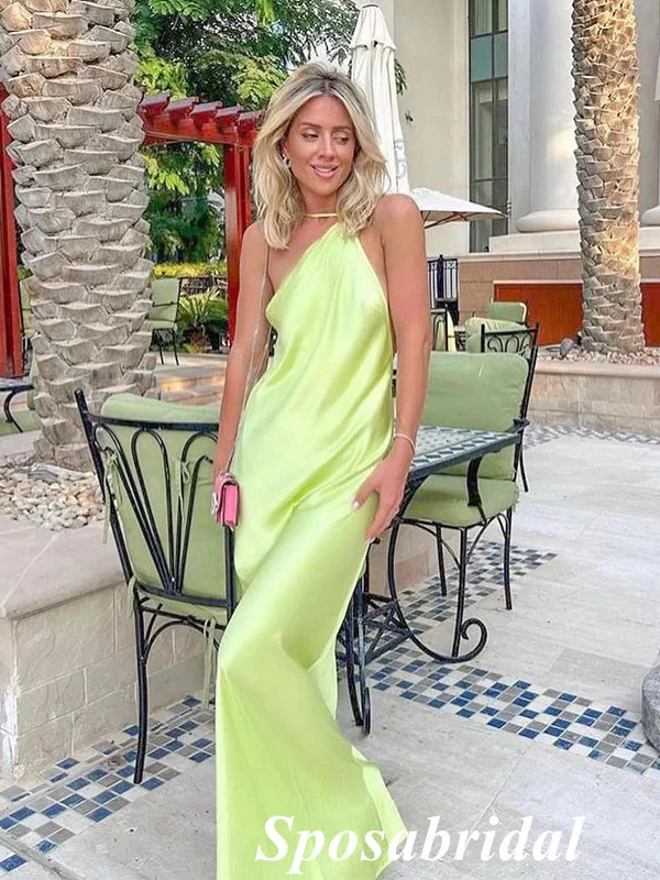 Women's Festive Attire Comfort First Women's Wear Sexy Green Soft Satin Open Back Mermaid Long Prom Dresses, PD3864