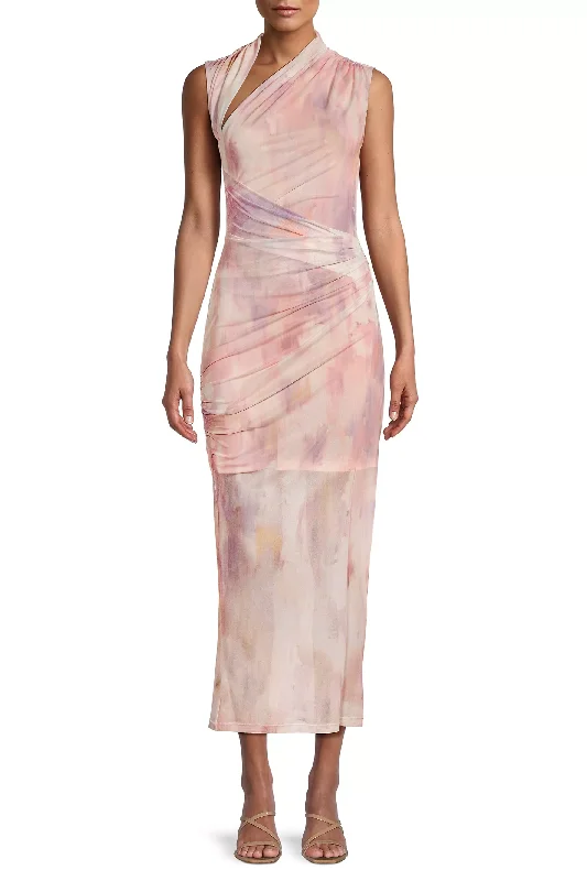 Sustainable Fashion Clothing For Women Refined Look Misha Tillie Mesh Midi Dress - Waterlily Print