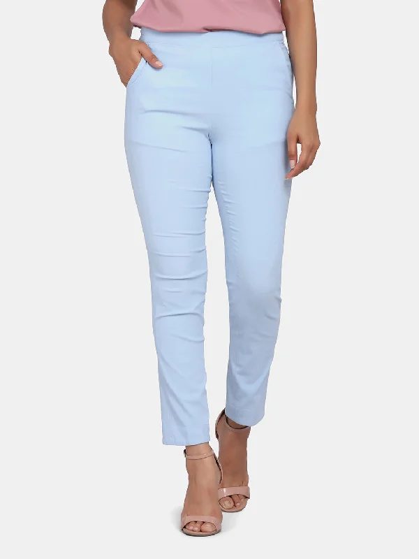 Women's Office Attire Big Savings On Minimalist Office Styles Women's Slim Fit Trousers - Sky Blue