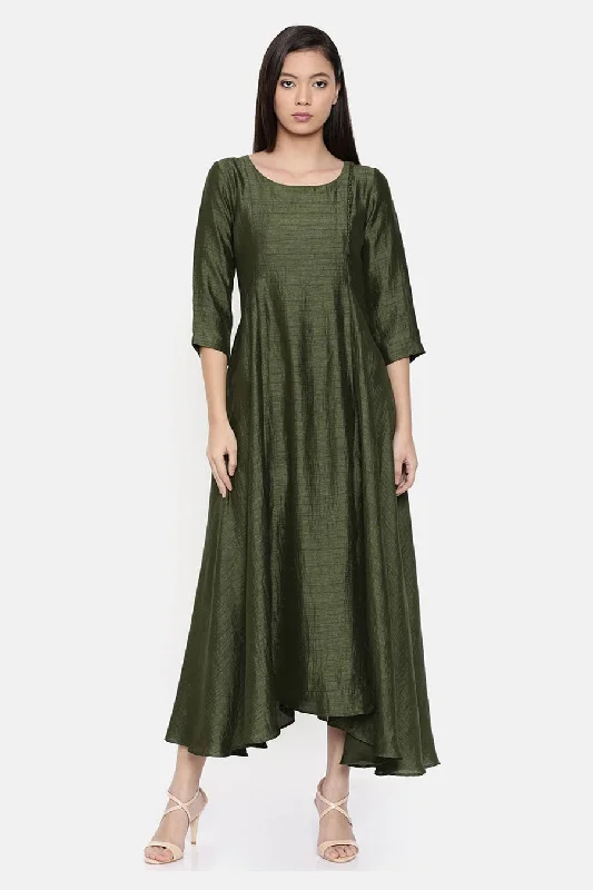 Comfortable Garments For Women Fashion Sale Rust Green Maxi Dress