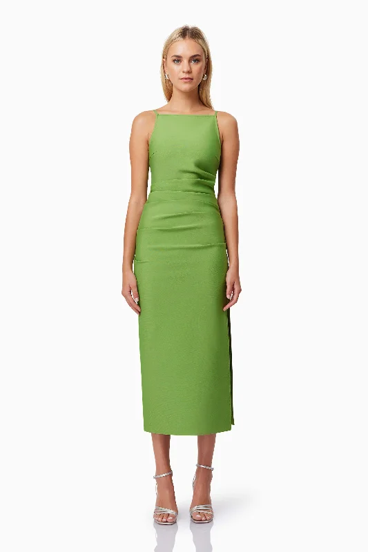 Stylish Outerwear Clothes For Women Stylish Savings Rose Midi Dress - Green