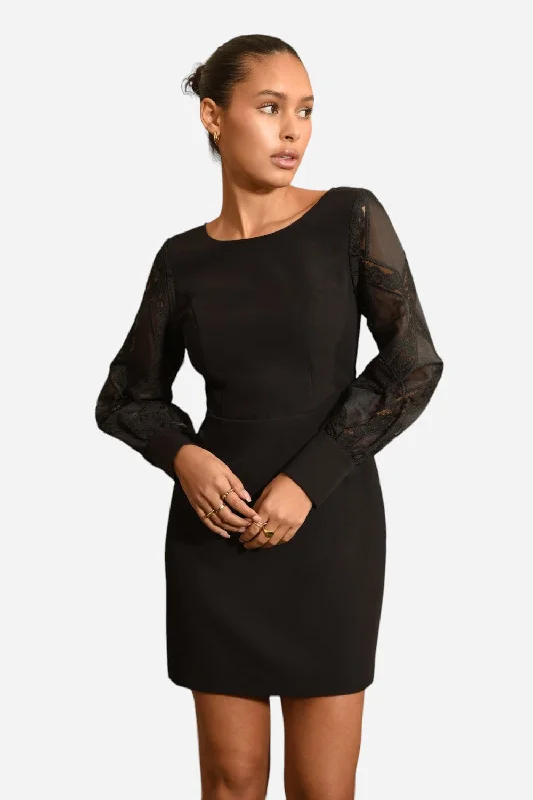 Women's Festive Attire Flash Sale, Don'T Miss Adelyn Rae Bridgette Lace Mini Dress in Black