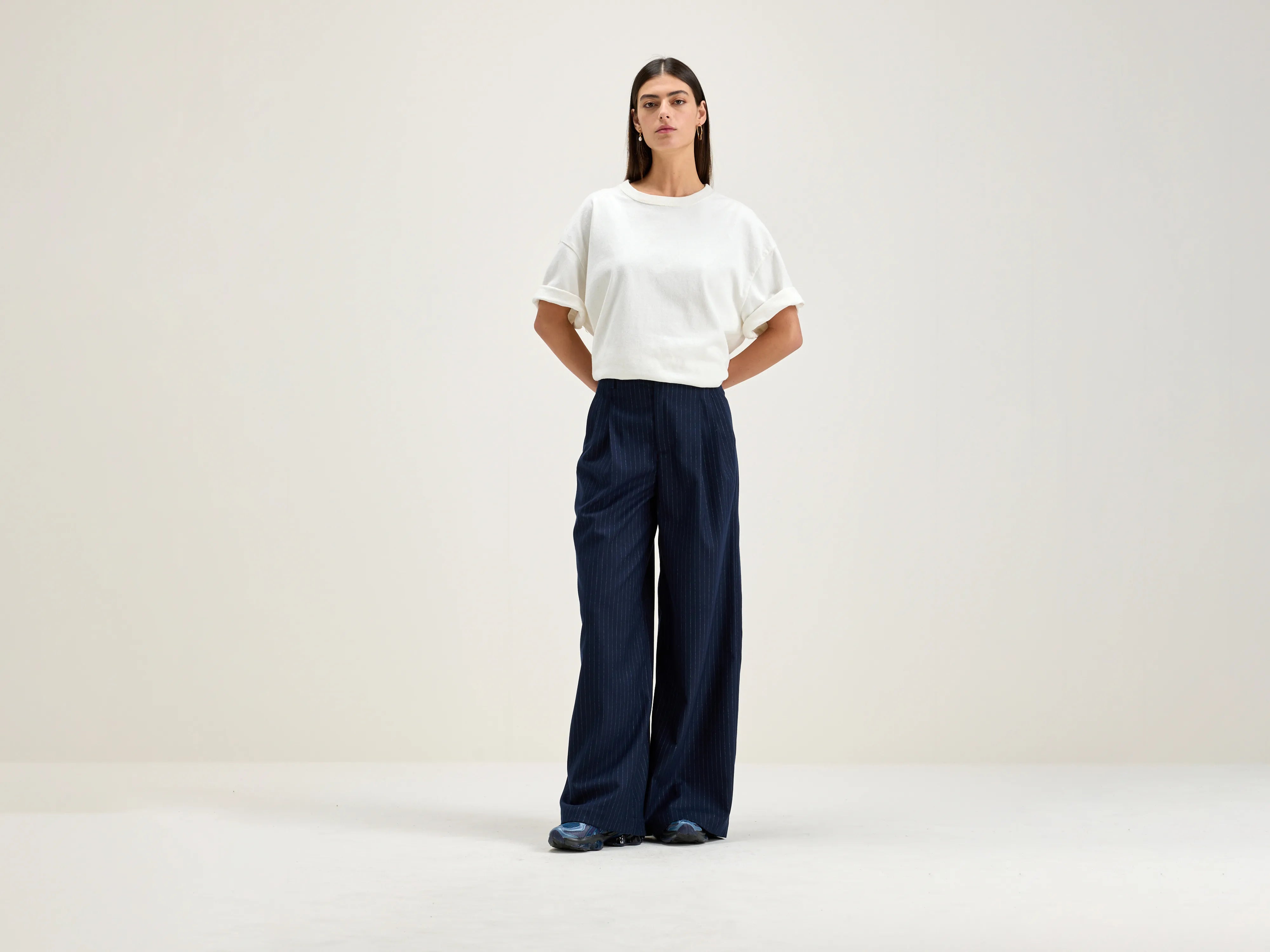 Women's Transitional Garments Chic Style Volkert wide tailored trousers (242 / W / STRIPE A)