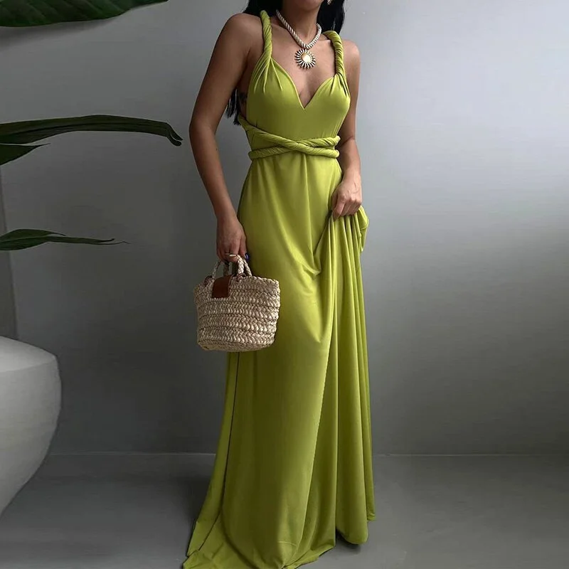 Sustainable Women's Clothes New Styles Just In Women Casual Summer Backless Banquet Dress Fashion Sleeveless Slim Fit Long Dress New Elegant Lady Temperament Sling Maxi Dress