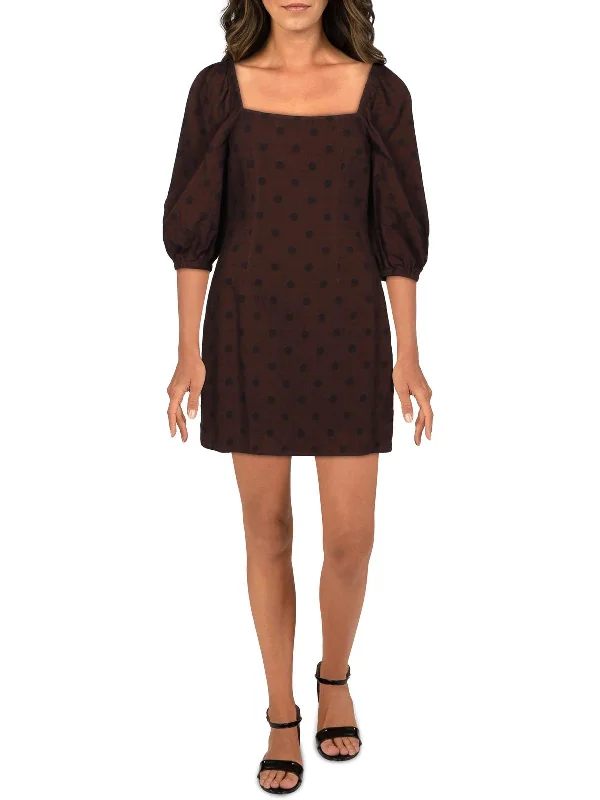 Women's Evening Attire Insane Discount Onslaught Womens Polka Dot Puff Sleeves Mini Dress