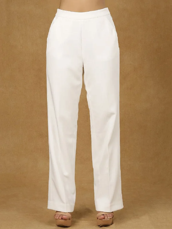 Women's Luxury Attire Now On Sale For Chic Urban Styles White High Waist Trouser