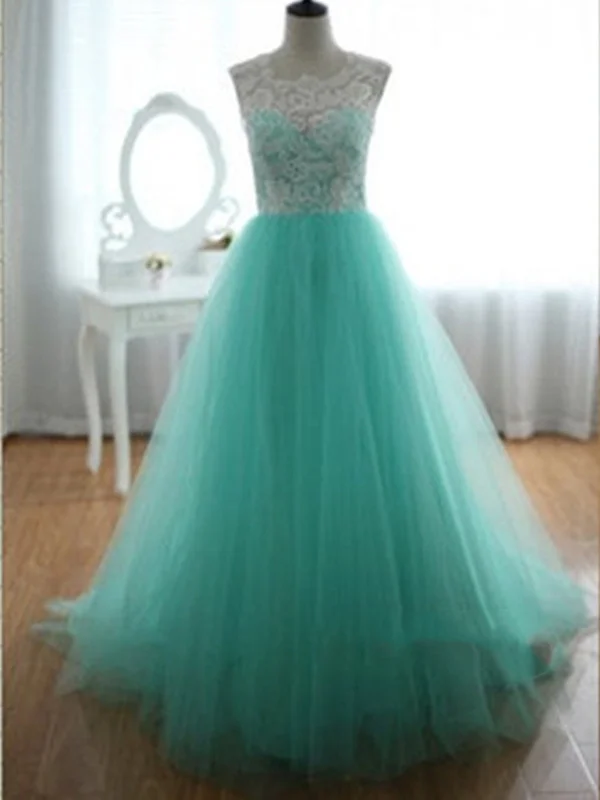 Women's Clothing For Special Occasions Limited - Edition Drops Custom Made Turquoise Ball Gown Round Neckline Sweep Train Lace Wedding Dress/ Bridal Dress/ Green Wedding Gown