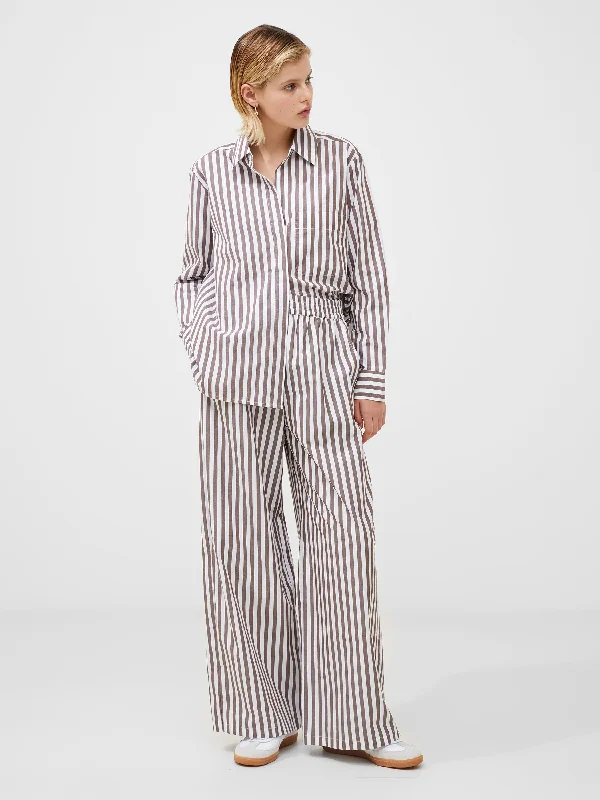 Women's Outerwear Attire Weekend Special Stripe Poplin Palazzo Trousers