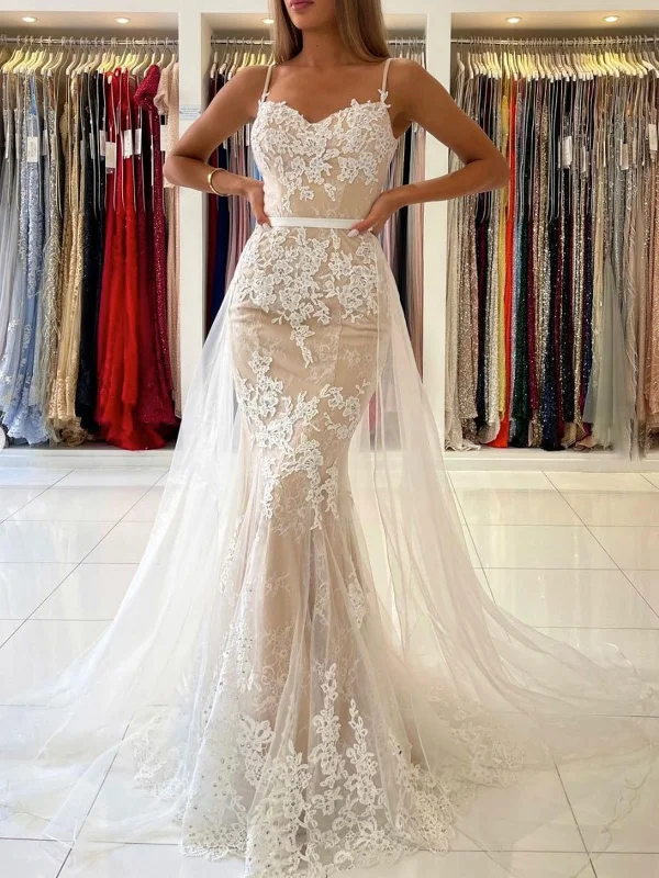 Women's Evening Outfit Special Occasion Wear Elegant V Neck Mermaid Open Back Champagne Lace long Prom Dresses, Champagne Lace Formal Graduation Evening Dresses SP2103