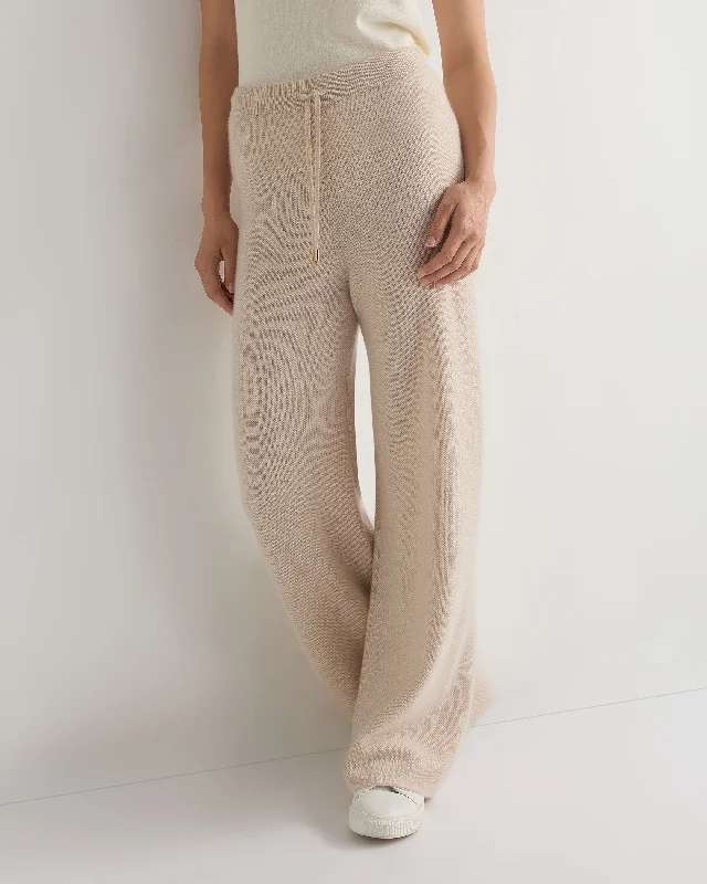 Women's Clothes Designer Wear On Sale Women's Honeycomb Knit Cashmere Pant Ecru White