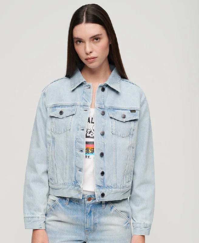 Women's Clothing For Special Occasions Y2K Nostalgic Fashion Look Emb Denim Trucker Jacket | Echo Light Vintage