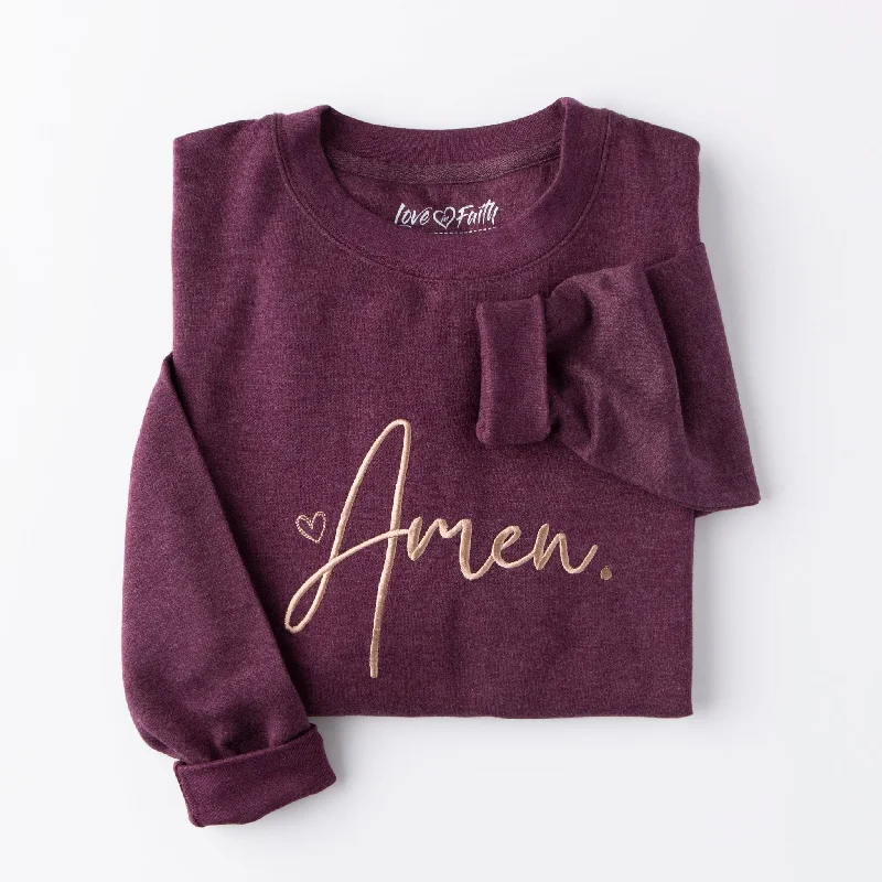 Sustainable Women's Apparel Exclusive Designer Collection Embroidered Amen Sweatshirt