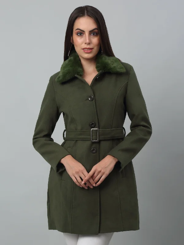 Women's Clothes And Apparel Sale Event, Prices Rock Women's Casual  Green Single breasted  Faux Fur Spread Collar Long Coat