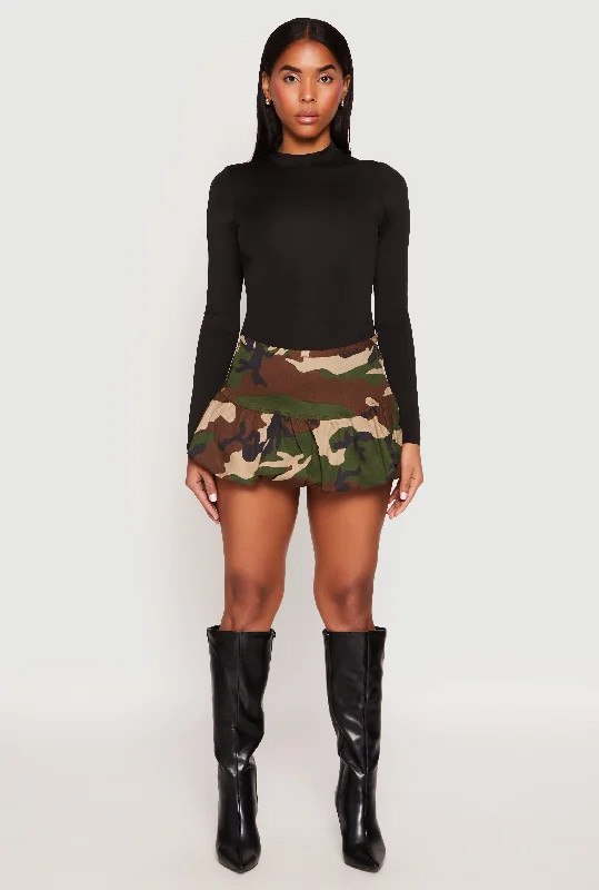 Women's Chic Outerwear Attire Best-Sellers Almost Famous Camo Mini Balloon Skirt