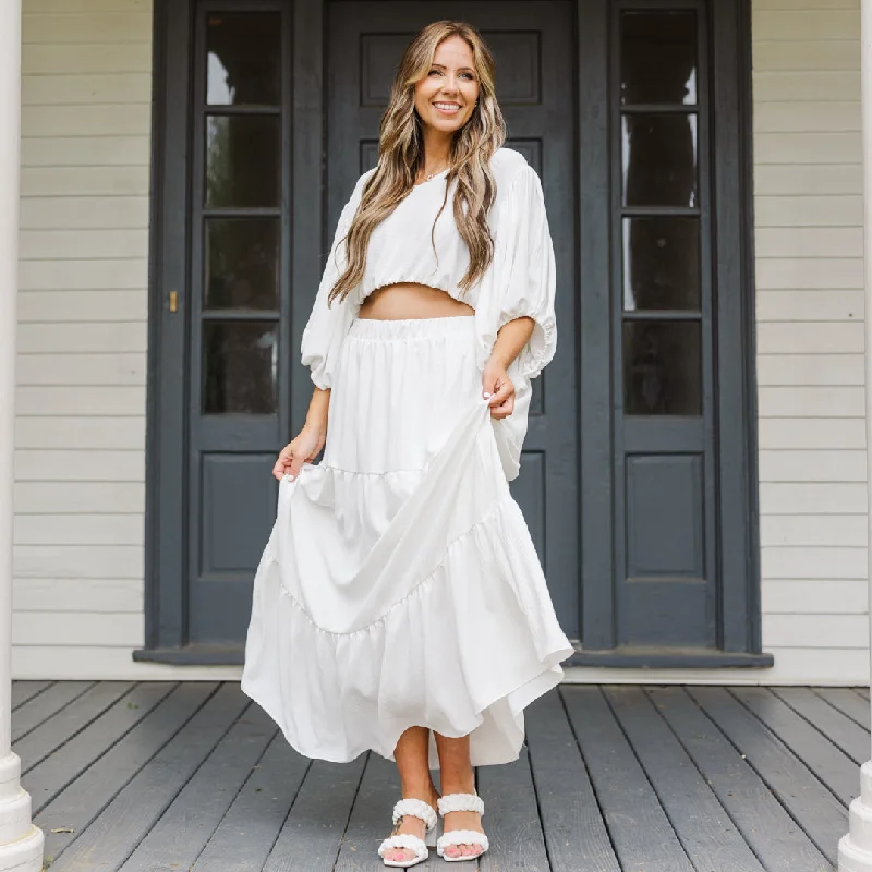 Stylish Women's Garments Chic Outfits Inspired By Life Maxi Skirt, White