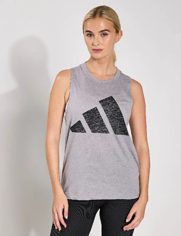 Women's Vintage Garments Bold Patterns Essentials Winners Tank Top - Solid Grey/Black