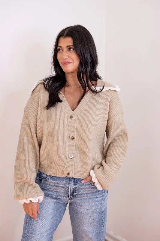 Women's Layered Outfit Stylish Looks Feeling Extra Taupe Sweater Cardigan