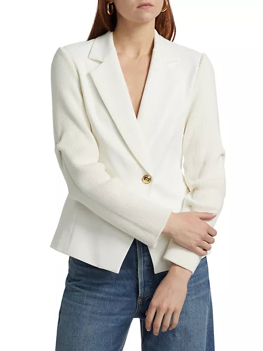 Casual Chic Clothing For Women Limited Time Flora Mixed Media Jacket - Soft White