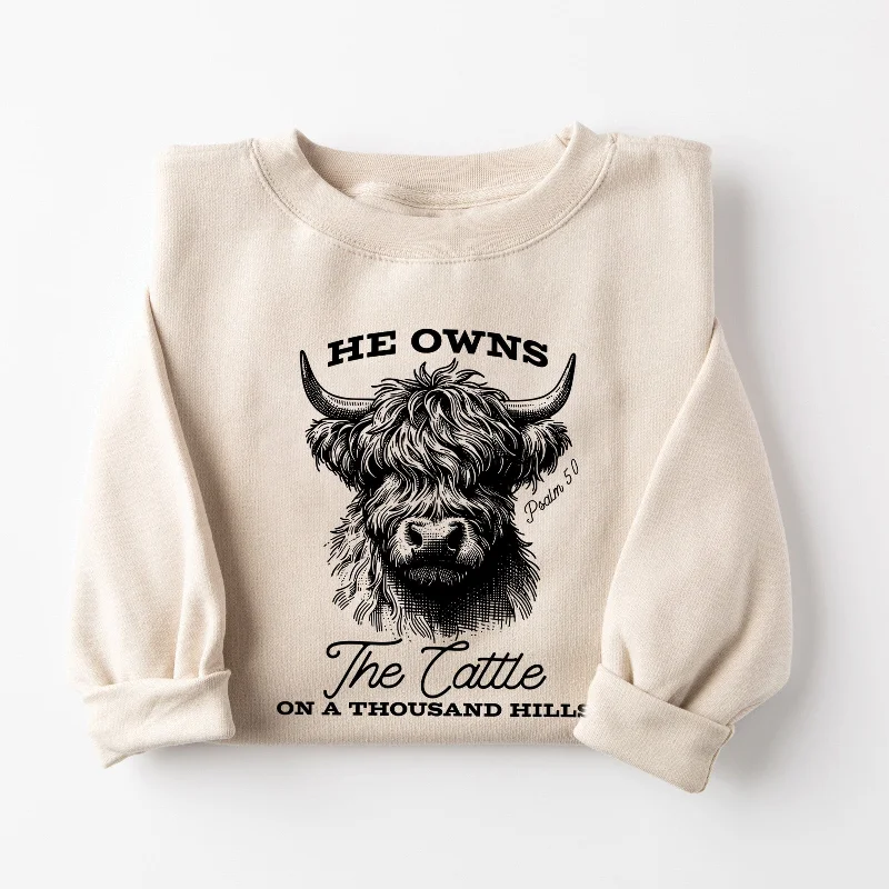 Women's Holiday Clothes Signature Style Essentials He Owns The Cattle Sweatshirt