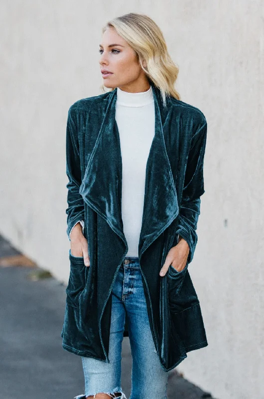 Women's Urban Clothing Best Seller Draped in Velvet Cardigan