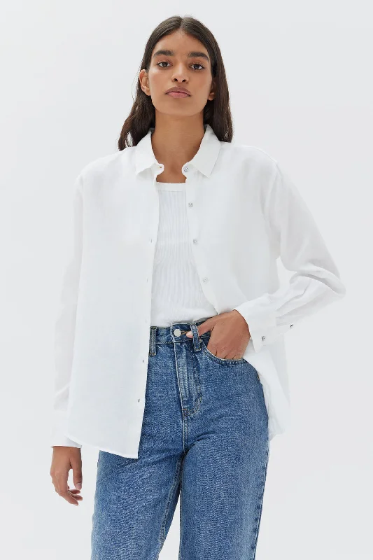 Women's Holiday Attire New Season Fashion Preview Assembly Label - Xander Linen Shirt, White