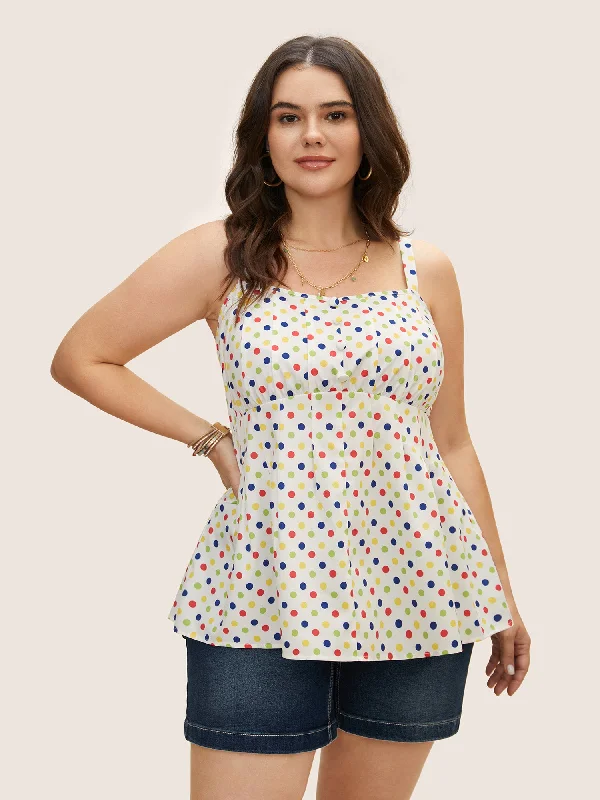 Women's Cozy Clothes Wardrobe Essentials Colored Polka Dot Button Detail Cami Top