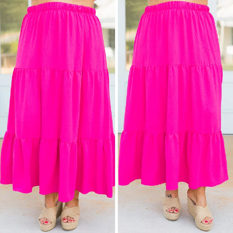 Modern Women's Apparel Casual Chic Inspired By Life Maxi Skirt, Hot Pink