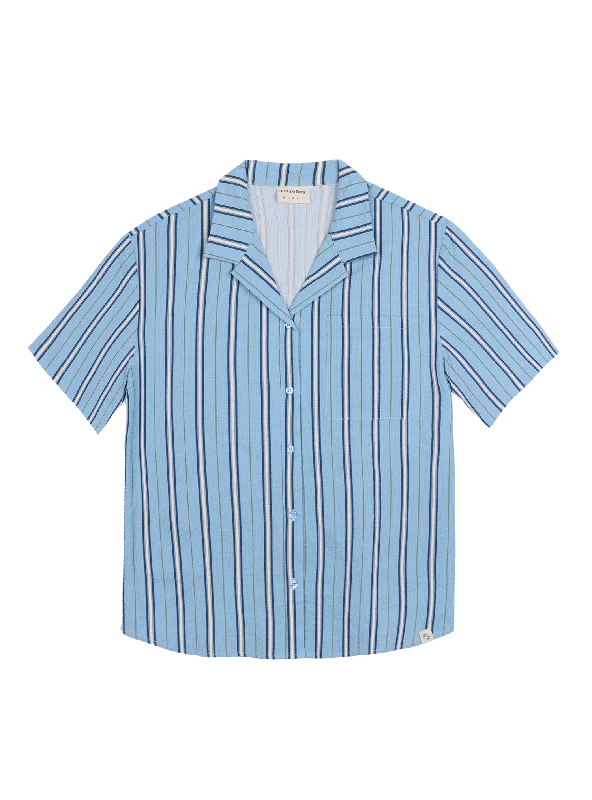 Women's Chic Outerwear Attire The Latest Fashion Trends Resort Shirt (Blue Stripes)