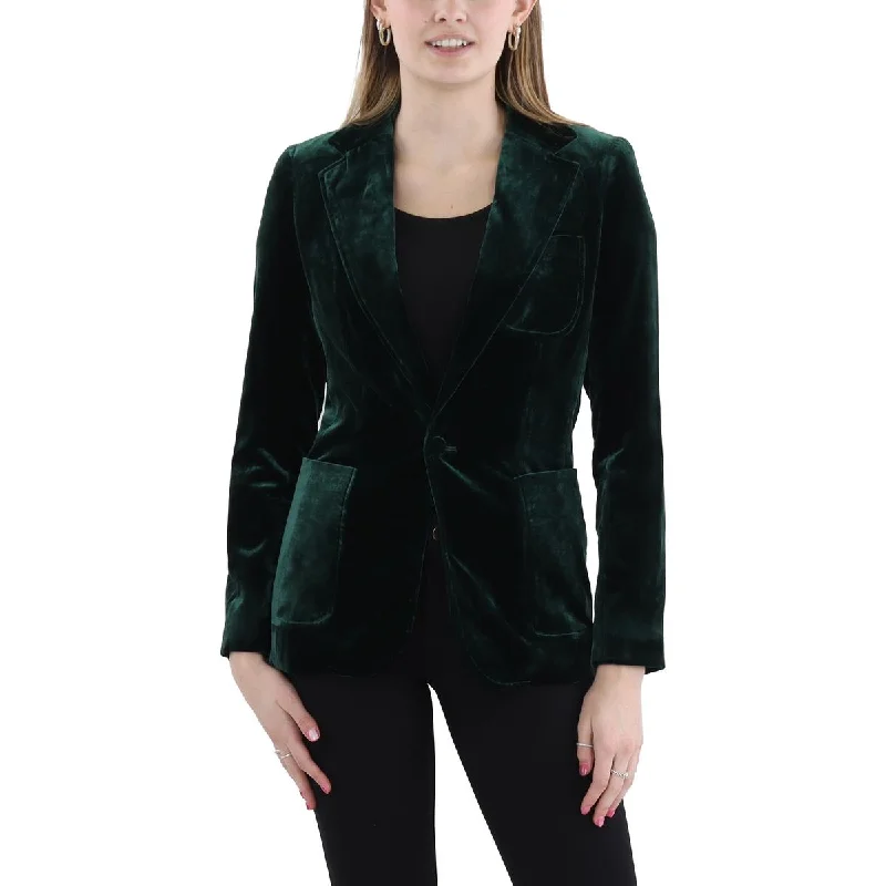 Women's Sporty Chic Clothes Innovate Your Wardrobe Womens Collar Velvet One-Button Blazer