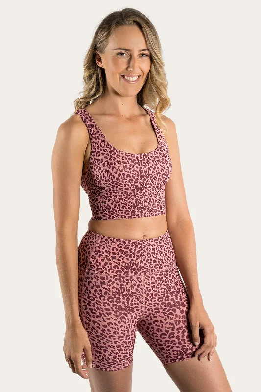 Women's Clothing For Special Occasions Limited - Stock Harlow Womens Long Sports Bra - Cheetah Cabernet