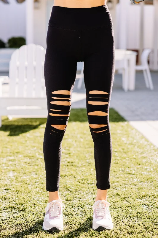 Women's Seasonal Wardrobe Clothing Feminine Soft - Hued Styles Make The Adjustments Black Distressed Leggings