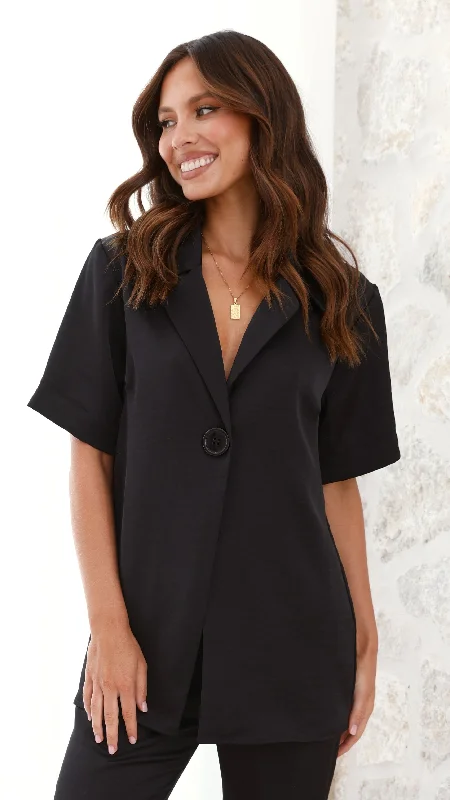 Women's Casual Wear Outfit Romantic Detailing Imogen Button Shirt - Black