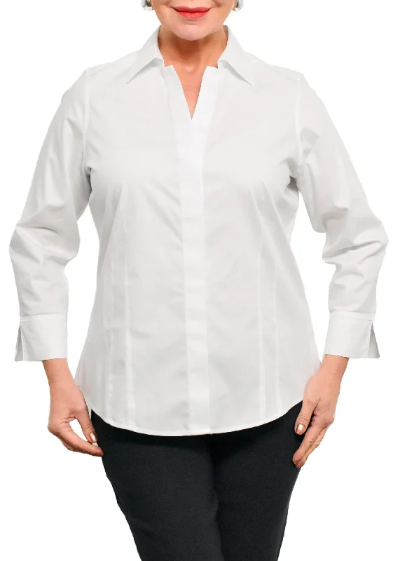 Women's Outdoor Activity Garments Chic Style, Always In Vogue Foxcroft - Taylor Blouse 3/4 Sleeve