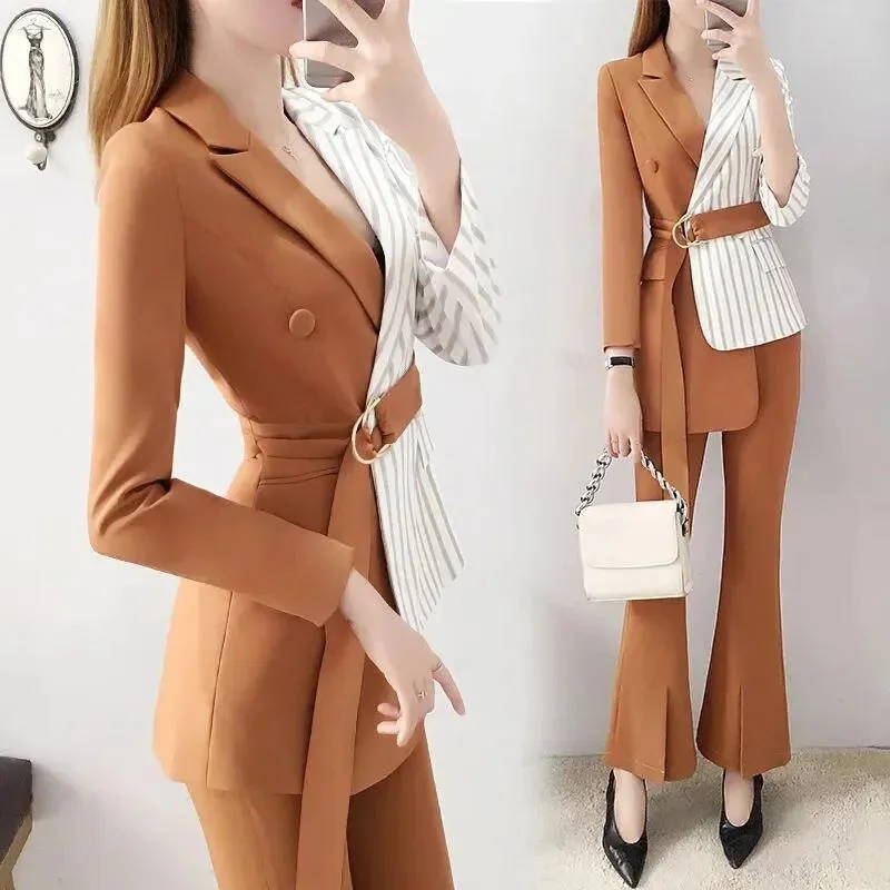 Women's Holiday Clothes Trend Forward Women's Wear Women Slim Splicing Pantsuit