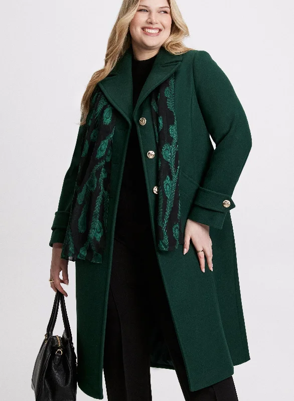 Women's Activewear Attire Best Seller Notched Collar Wool-Blend Coat