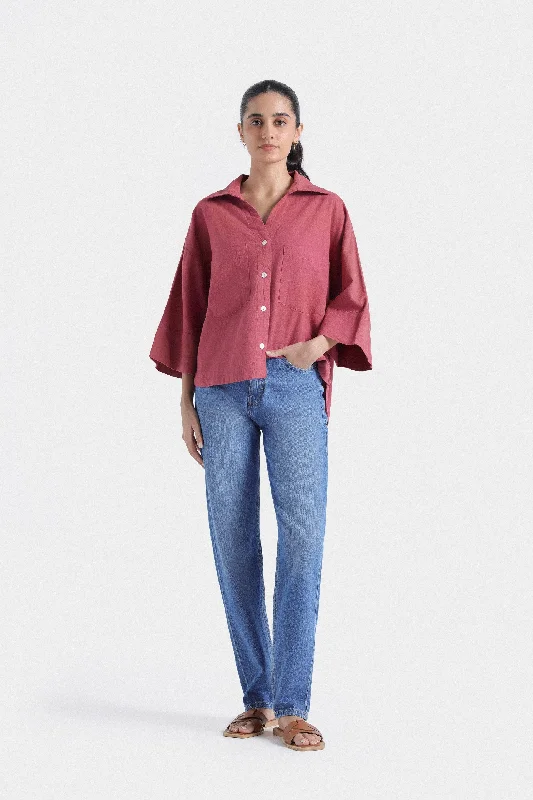 Sustainable Women's Apparel Fashion Deal Cropped Shirt With Wide Hem