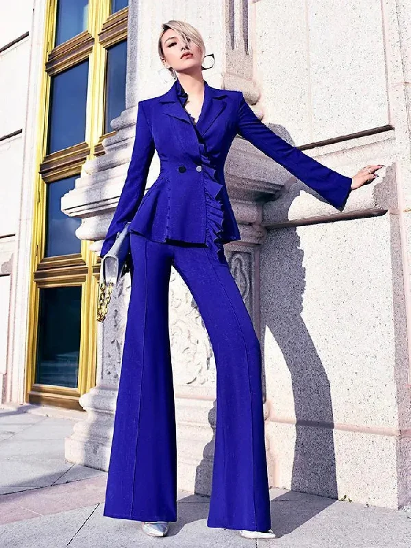 Women's Evening Clothing Effortless Style, Endless Impact Flared Pants Lotus Leaf Pantsuit