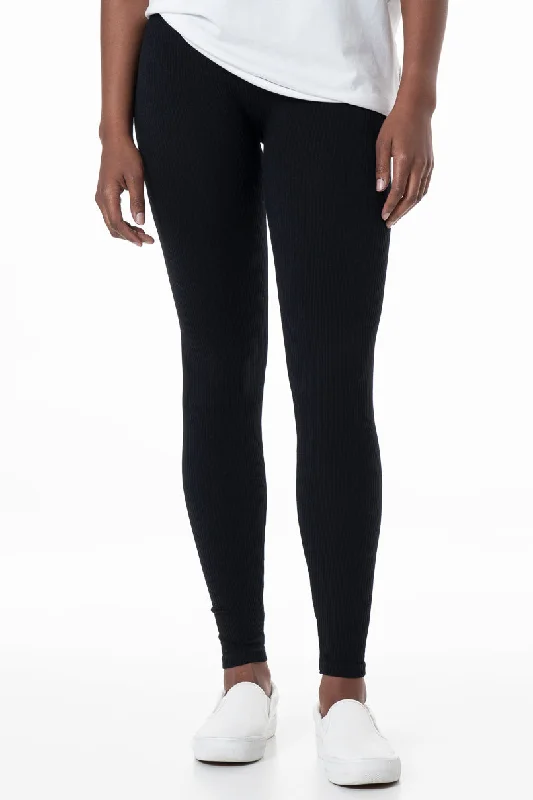 Women's Transitional Attire Find Your Unique Flair Ribbed Leggings _ 156542 _ Black