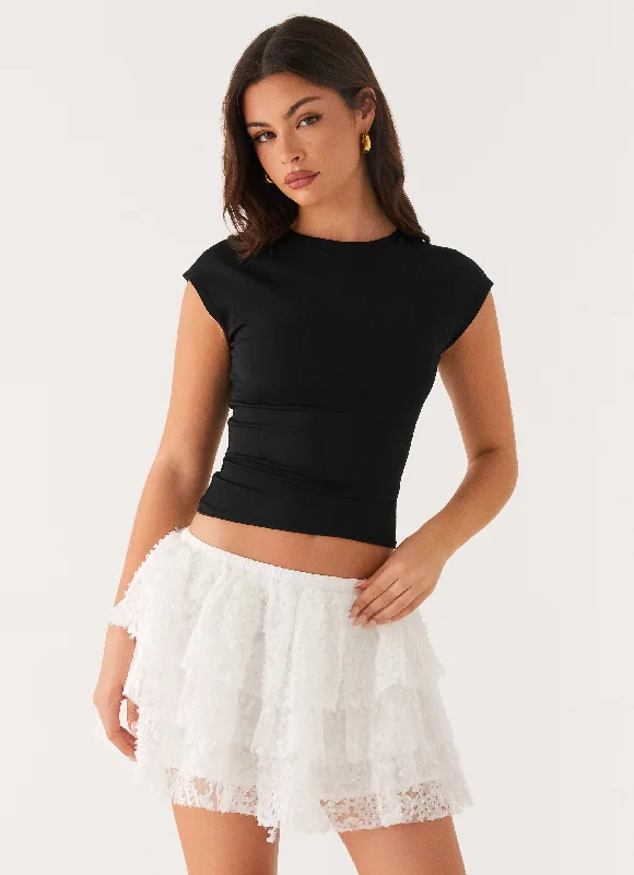 Elegant Women's Evening Garments Elegant Styles Erin Layered Mini Skirt - White