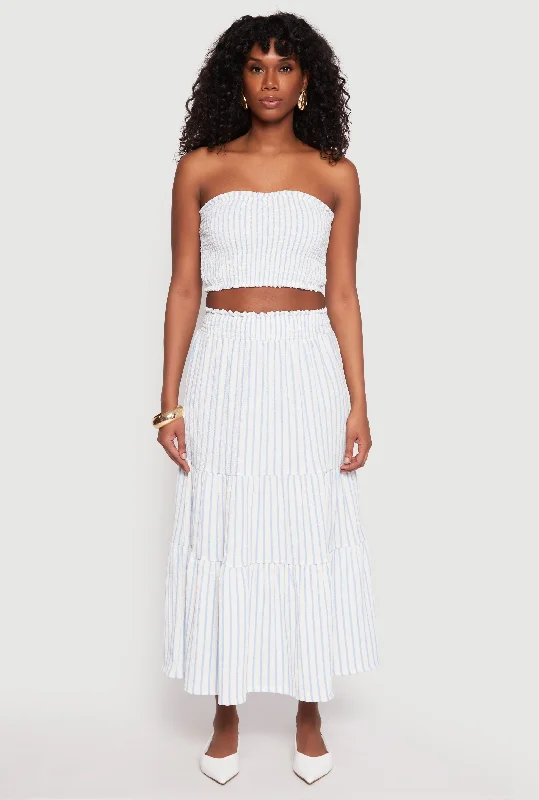 Women's Transitional Attire Limited Styles Almost Famous Striped Textured Knit Maxi Skirt