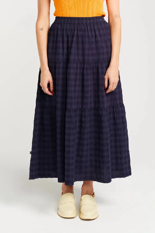 Women's Holiday Attire Chic Wardrobe Essentials Thing Thing - Clara Skirt, Navy Check