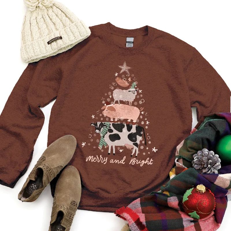 Sustainable Women's Clothes Style Revolution Fun Farm Animals - Christmas Tree Sweatshirt