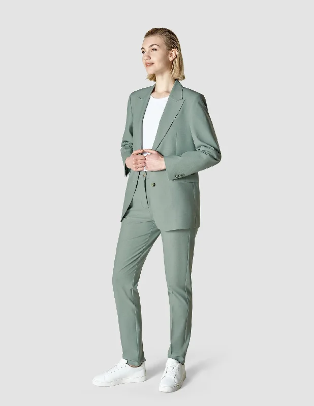 Women's Evening Attire Sophisticated Outfits Essential Suit Tapered Calm Green Melange