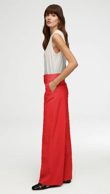 Women's Everyday Attire Flowing Silhouette Wide Leg Trouser in Seasonless Wool | Poppy