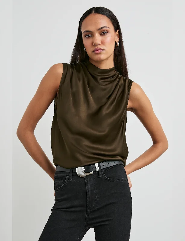 Women's Vintage-Inspired Clothing Limited Time Special Offer Kaleen Top, Dark Moss