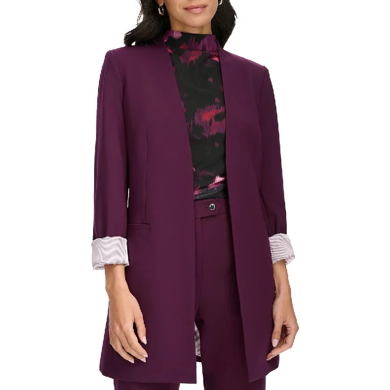 Women's Office Outfit Vibrant Styles Petites Womens Lined Polyester Open-Front Blazer