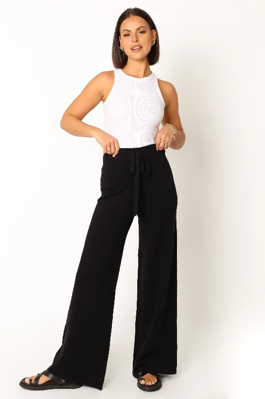 Vintage-Inspired Women's Apparel Quality Wear Lorie Knit Pant - Black