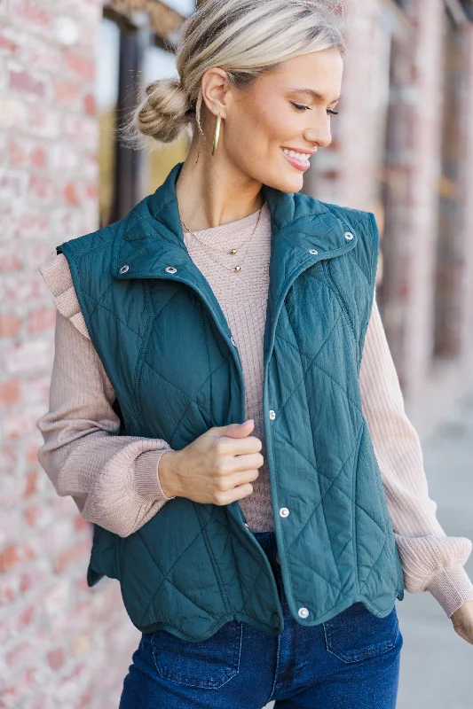 Women's High-Fashion Garments Limited Time Offers Tell It All Emerald Green Quilted Vest