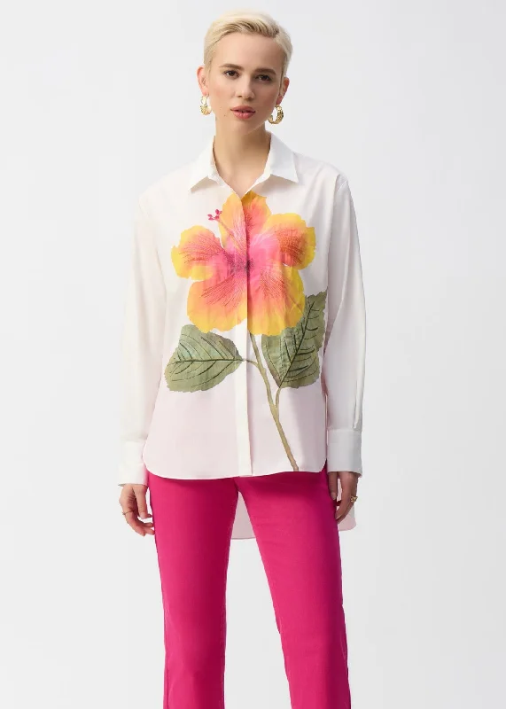 Women's Luxury Garments Trend Setting Wardrobe Joseph Ribkoff - Embroidered Flower Cotton Shirt