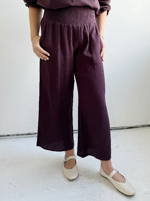 Women's Luxury Apparel Comfort Centric Apparel Zoe Smocked Pant - Plum